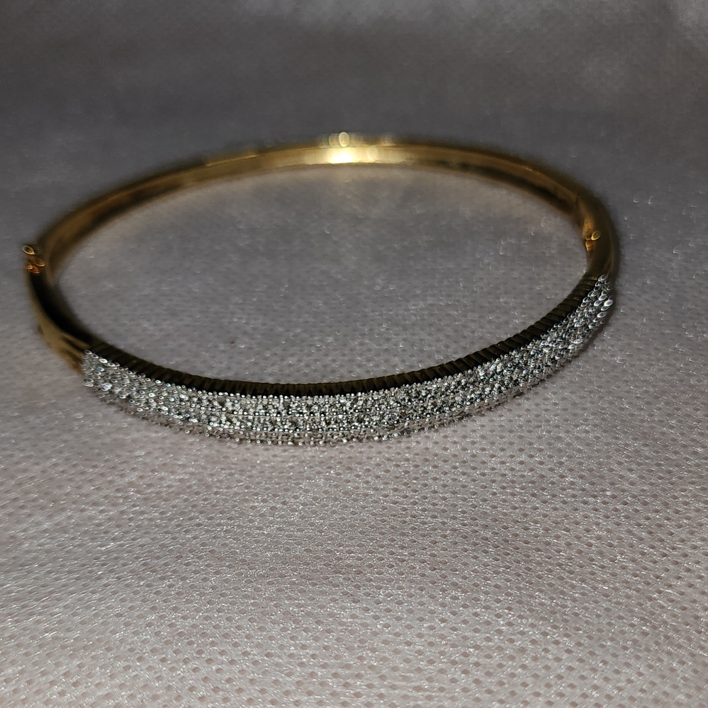 3/4 CTW White Diamond 14k over Silver Bangle